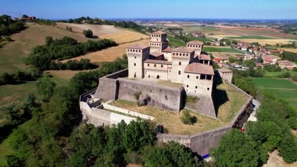 One Most Famous Beautiful Medieval Castles Italy Historic Torrechiara Emilia — Stok video
