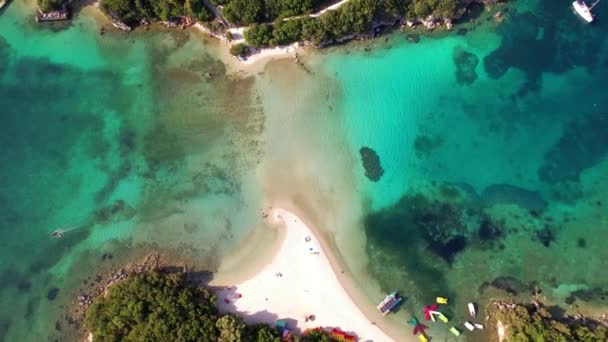 Sivota Stunning Aerial View Turquoise Sea Known Blue Lagoon Unique — Vídeo de Stock