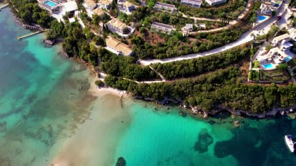 Sivota Stunning Aerial View Turquoise Sea Known Blue Lagoon Unique — Stockvideo