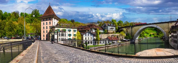 Bern Capital City Switzerland Swiss Travel Landmarks Romantic Bridges Canals — Stock Photo, Image