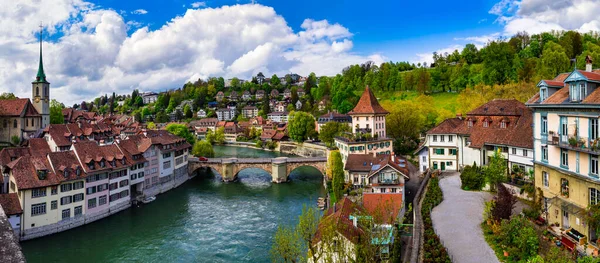 Bern Fővárosa Svájc Svájci Utazás Látnivalók Romantikus Hidak Csatornák Régi — Stock Fotó