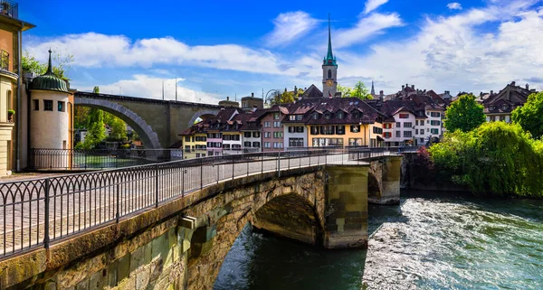 Берн Столица Швейцарии Швейцарские Путешествия Достопримечательности Романтические Мосты Каналы Старого — стоковое фото