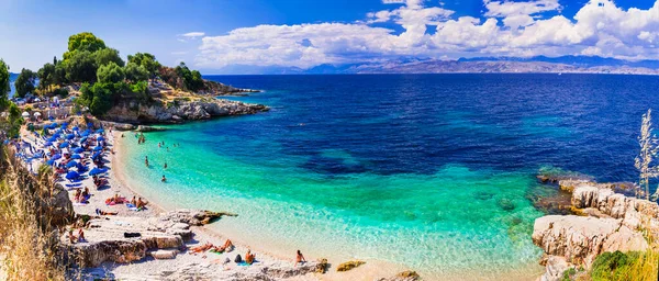 Řecko Nejlepší Pláže Ostrově Korfu Panoramatický Výhled Okouzlující Pláž Bataria — Stock fotografie