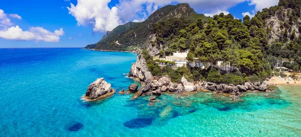 Grécia Férias Verão Melhores Praias Cênicas Ilha Corfu Vista Panorâmica — Fotografia de Stock