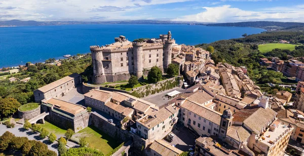 Medeltida Slott Italien Castello Orsini Odescalchi Bracciano Stad Och Sjö — Stockfoto