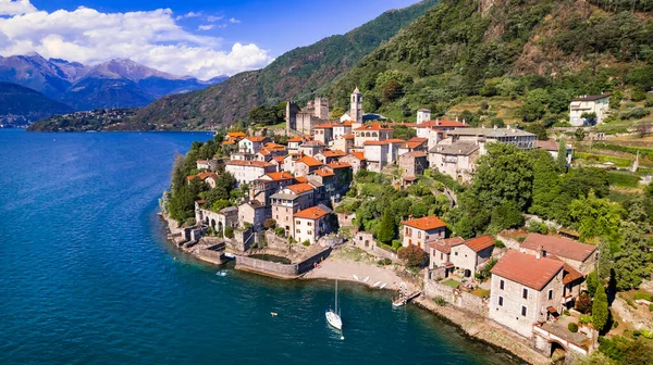 Stynning Ειδυλλιακό Τοπίο Λίμνη Καταπληκτικό Lago Como Αεροφωτογραφία Του Όμορφου — Φωτογραφία Αρχείου