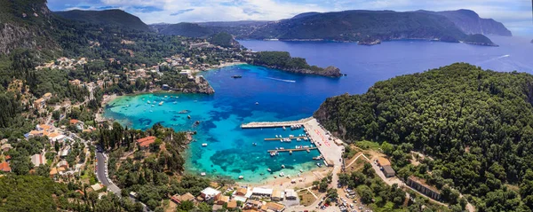 Greece Corfu Island Best Beaches Stunning Paleokastritsa Bay Turquoise Sea — Stock Photo, Image