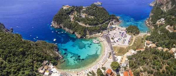 Griekenland Corfu Eiland Beste Stranden Prachtige Baai Van Paleokastritsa Met — Stockfoto