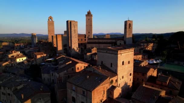 San Gimignano One Most Beautiful Medieval Towns Tuscany Italy Aerial — Vídeos de Stock
