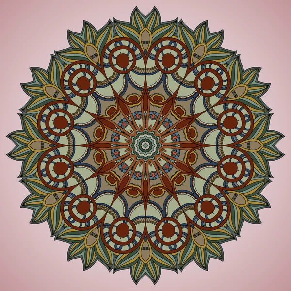 Abstrakt spetsar cirkel på rosa bakgrund. prydnads blomma — Stock vektor