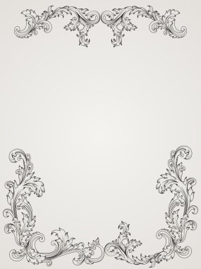 Vintage sınır çerçeve, Barok tarzı desen. Antik tasarım