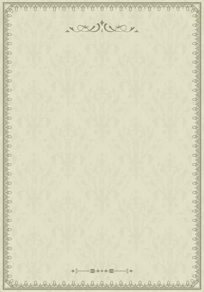 Vintage ornamental frame on damask background, seamless pattern, — Stock Vector