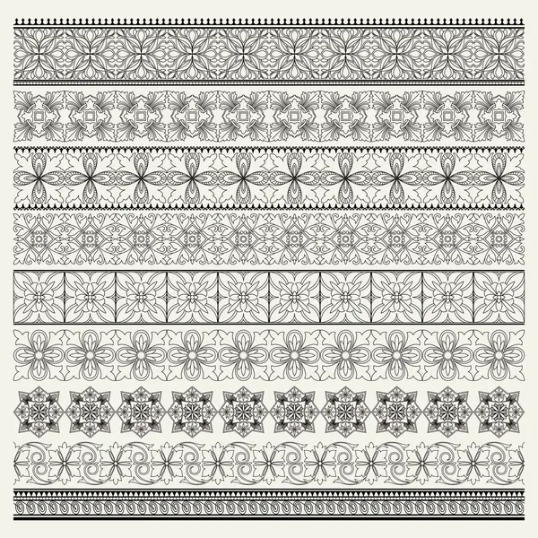 Set of ornamental borders, vintage style — Stock Vector