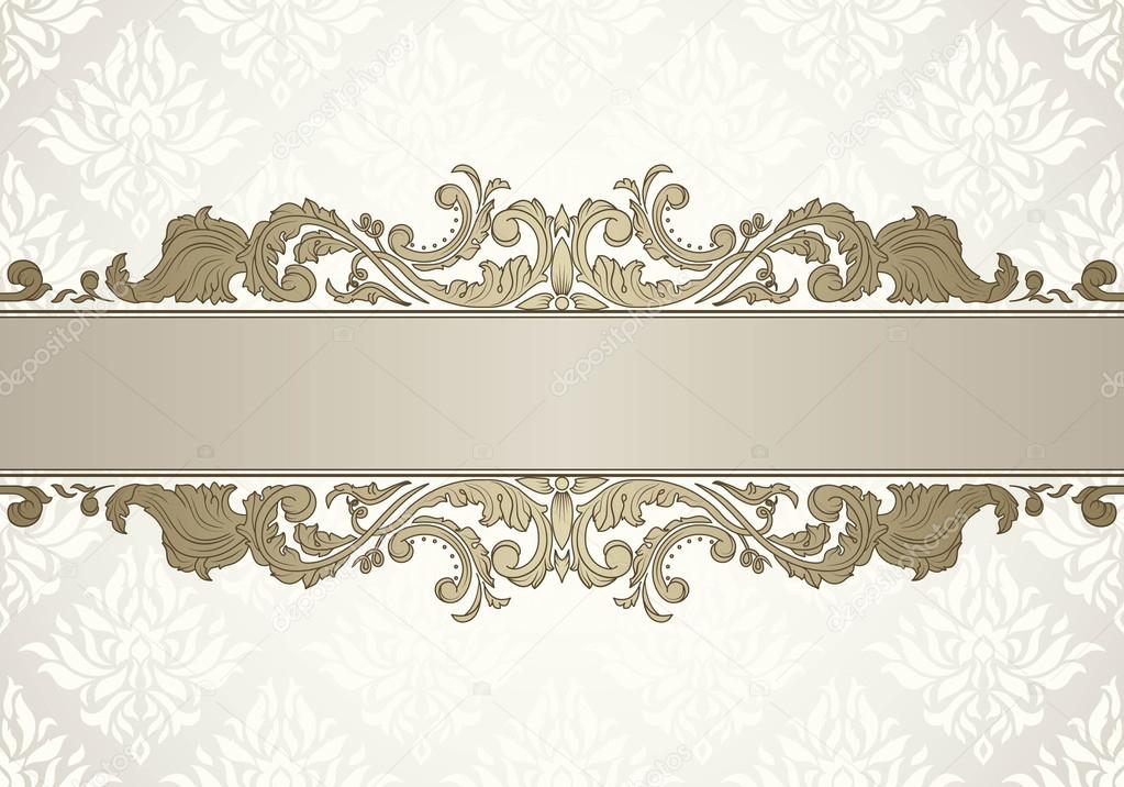 Vintage ornate frame template for text in antique style. Wedding