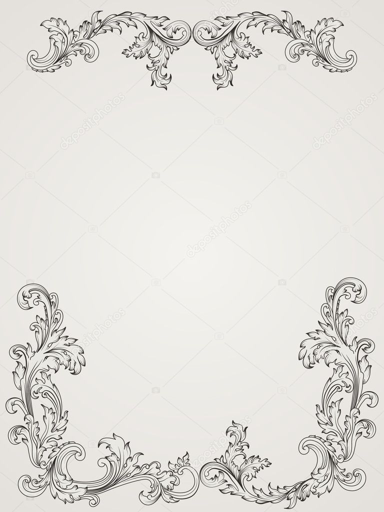 Vintage border frame, pattern in baroque style. Antique design