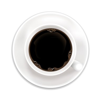 Beyaz arka planda bir fincan kahve.
