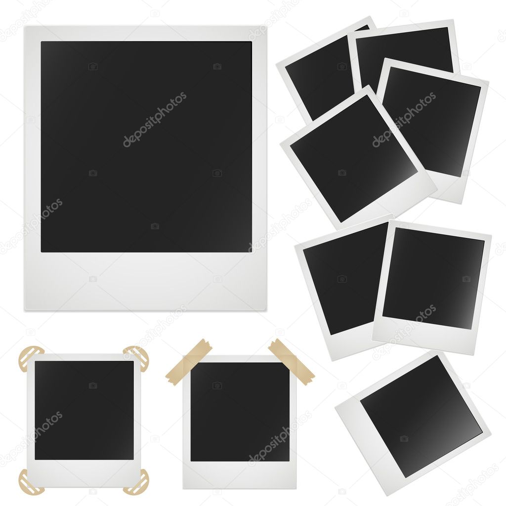 Polaroid photo frame on white background. Vector image