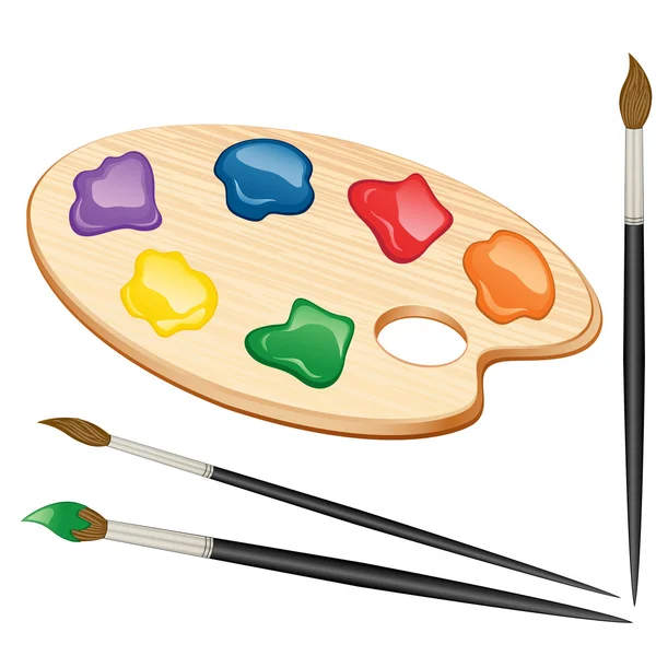 Art palette with paint brushes. Vector illustration, EPS 10 — Stock Vector