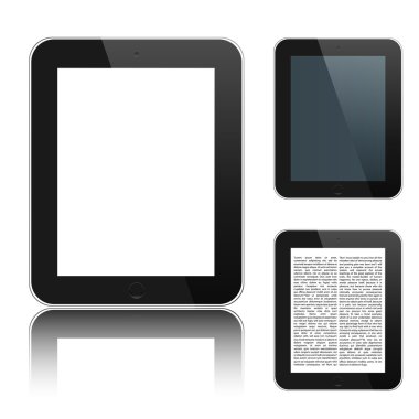 izole, beyaz zemin üzerine tablet bilgisayar kümesi. hasta vektör