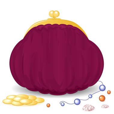 Cüzdanı para ve mücevher karşı. vektör çizim