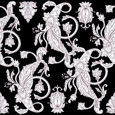 paisley çizilmiş. sorunsuz geçmiş, vektör çizim, mo