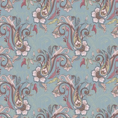 paisley çizilmiş. çiçek desenli. sorunsuz geçmiş, vektör