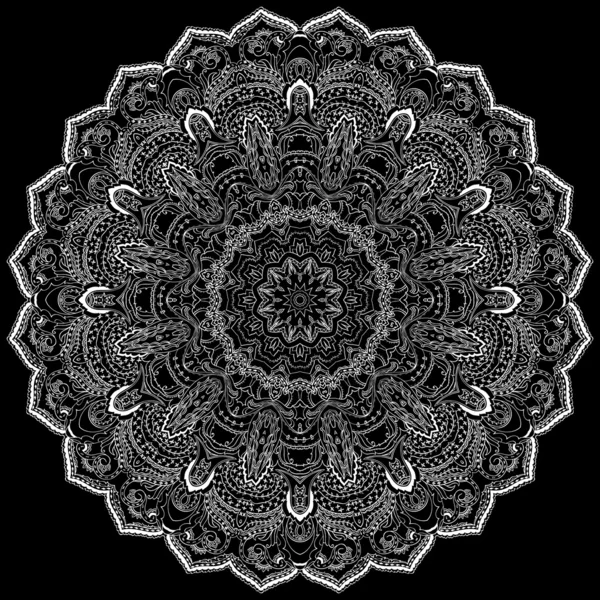 Mandala ornemental. Cercle monochrome — Image vectorielle