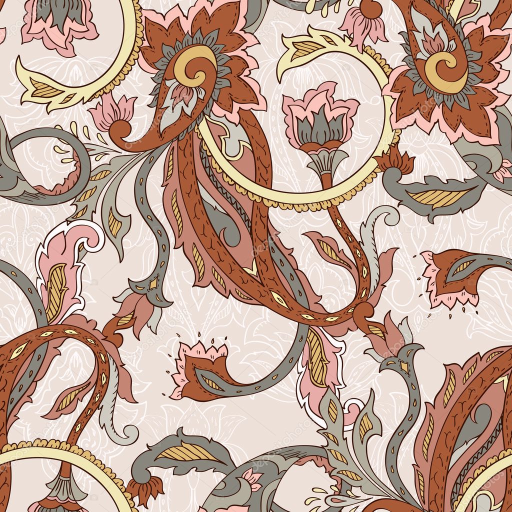 Paisley pattern. Ethnic design. Seamless background, vector illu