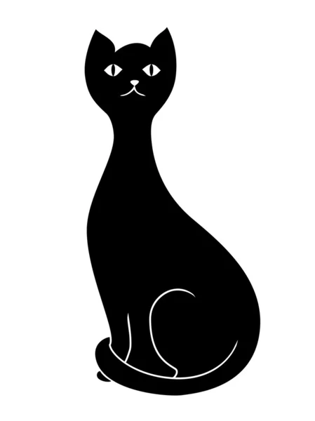 Silhouette of cat on white background. Vector illustration — Stock Vector