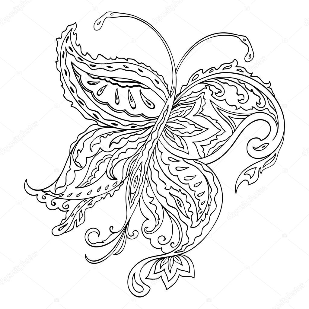 Hand-drawn ornamental butterfly