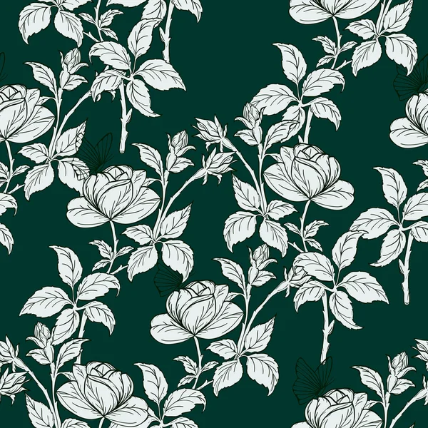 Patrón floral vintage. Fondo sin costuras — Vector de stock