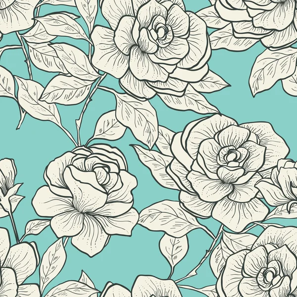 Padrão sem costura com rosas vintage. Ilustração vetorial — Vetor de Stock