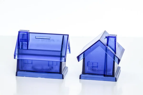 Blue money boxes - house — Stock Photo, Image