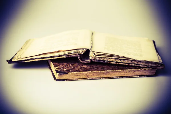 Beautiful old two books closeup on white background, one is open — Stock Photo, Image