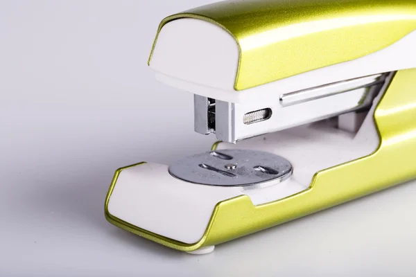 Light green stapler isolated on white — Stock Photo, Image