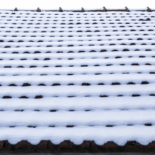 Snow on roof tiles — Stock Photo, Image