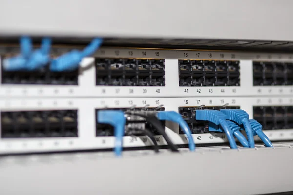 Server panel with cables and connectors — Stock Photo, Image