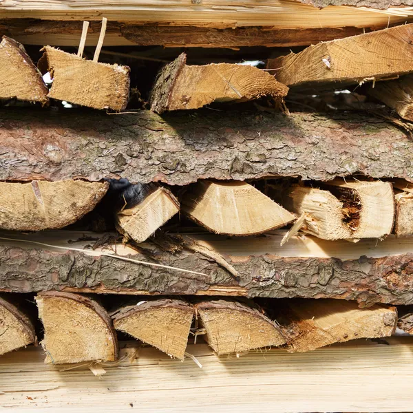 Pile of chopped fire wood prepared for winter — Stock Photo, Image