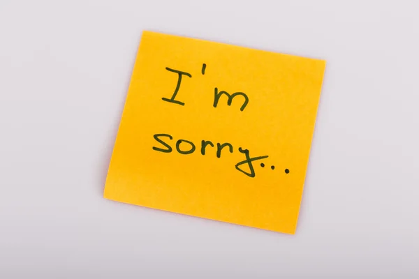 Sticky Note Message isolated on white - I am sorry — Stock Photo, Image