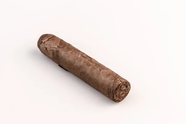 Expensive hand-rolled cigar on a while background — Stock Photo, Image