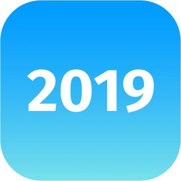 Ano 2019 ícone azul — Fotografia de Stock