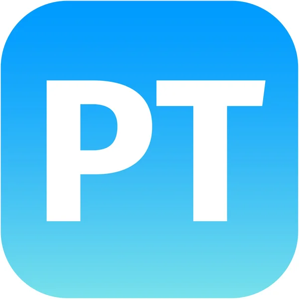 Blauwe pt icon - Portugese taal teken pictogram. PT portugal vertaling symbool. — Stockfoto