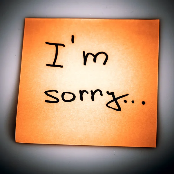 Sticky Note Message isolated on white - I am sorry — Stock Photo, Image