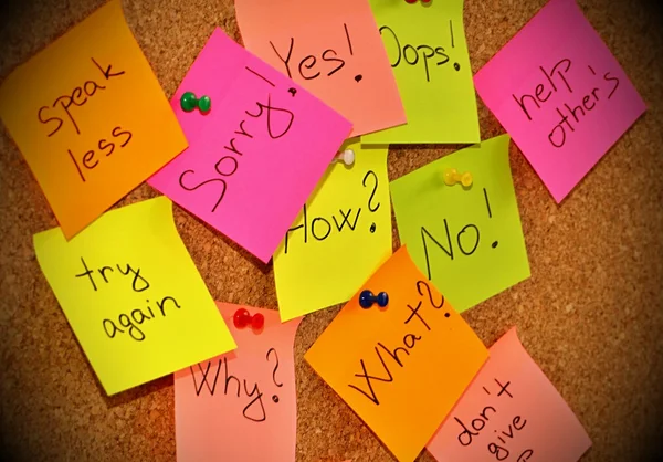 Notice board with sticky note pads — Stock Photo, Image