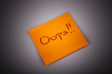 Yapışkan not iletisi izole beyaz - oops!