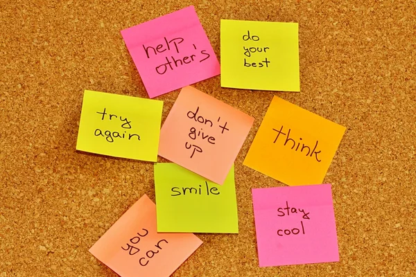 Notice board with sticky note pads — Stock Photo, Image