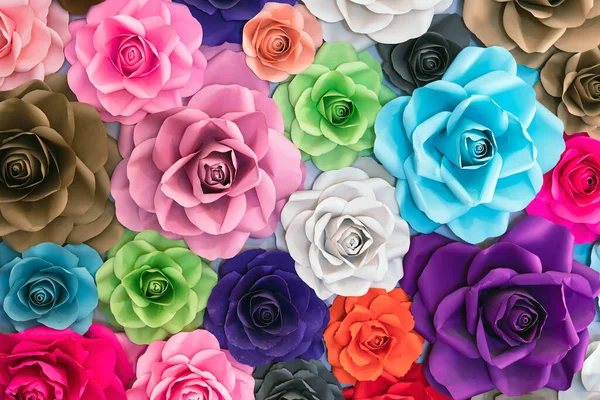 Rose Made Paper Handmade Roses Backdrop Collection Many Colorful Origami Stock Picture