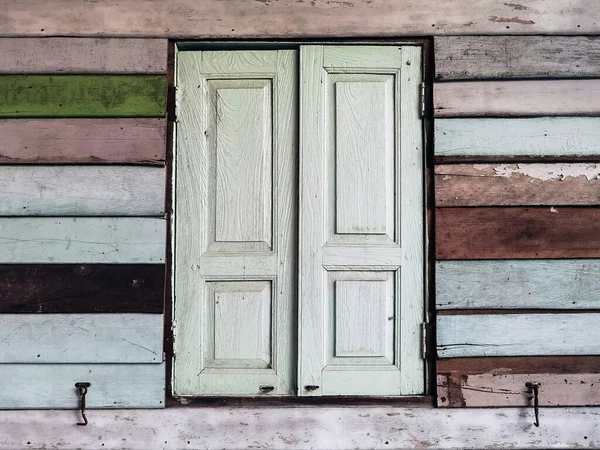 Old Grunged Wooden Window Frame Painted White Vintage Old Colourful — Stock Fotó