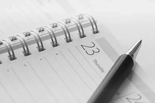 Kalender och penna närbild — Stockfoto