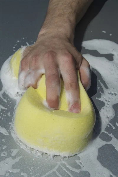 Washing car with a foam.jpg — Stock Photo, Image